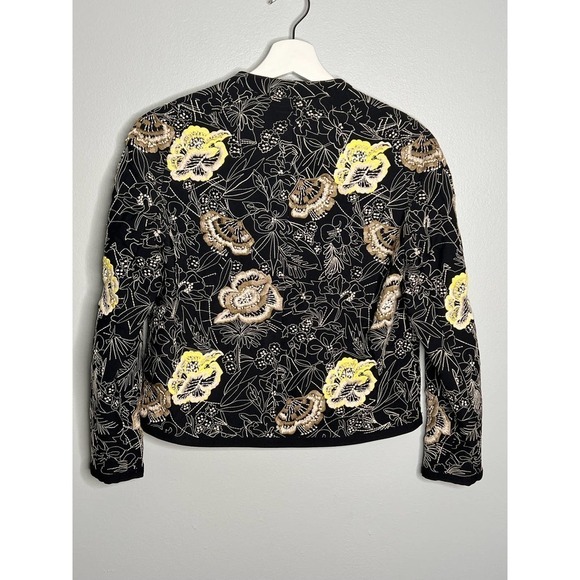 French Connection Floral Embroidery Long Sleeve Open Front jacket Black Size 2 - Picture 6 of 8